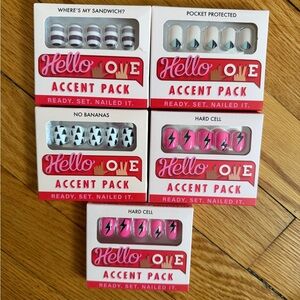 Hello Love Accent Pack Press-On Nails - Pink, White, Black, Gray